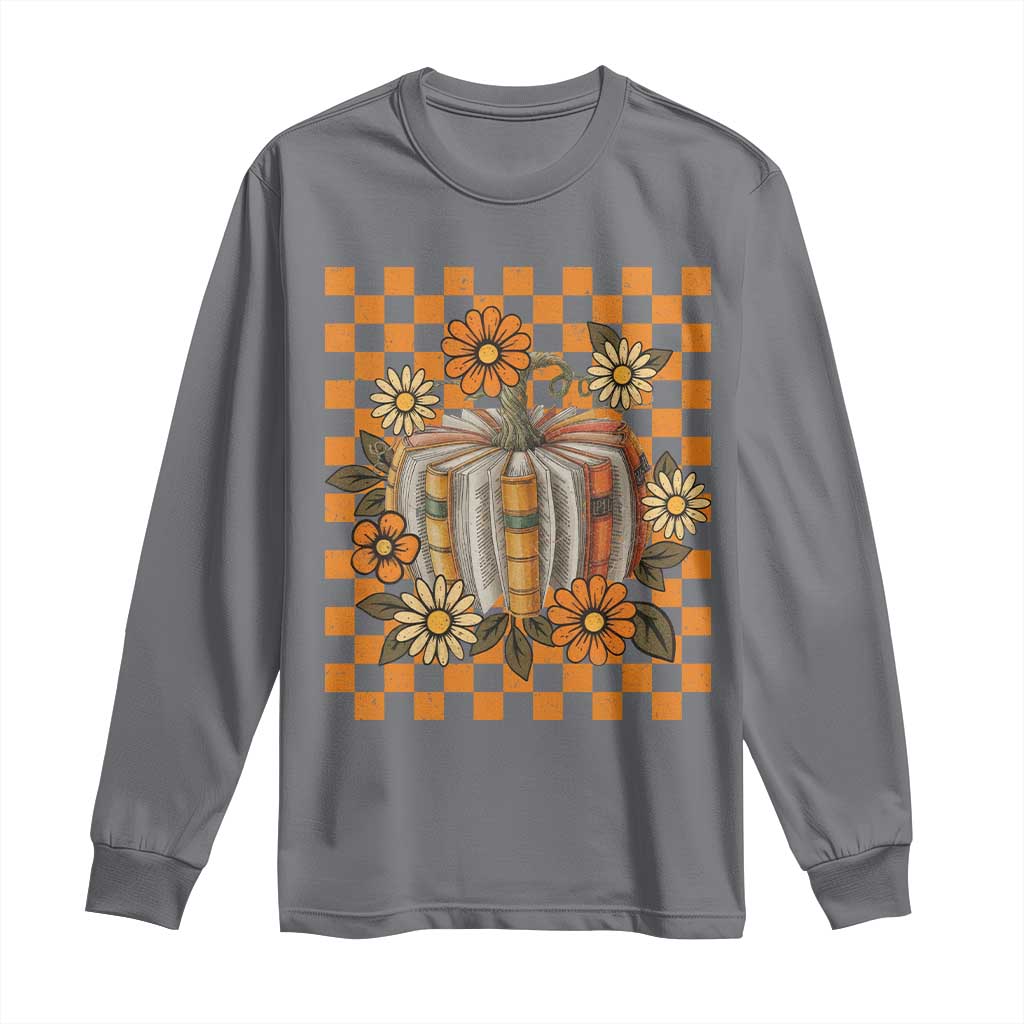 Book Pumpkin Long Sleeve Shirt Fall Halloween Book Lover Bookish Gift TS10 Charcoal Print Your Wear
