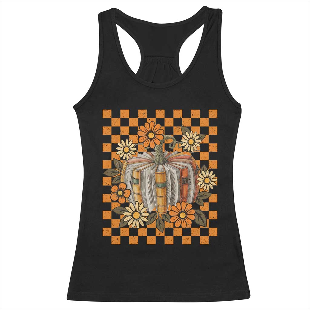Book Pumpkin Racerback Tank Top Fall Halloween Book Lover Bookish Gift TS10 Black Print Your Wear