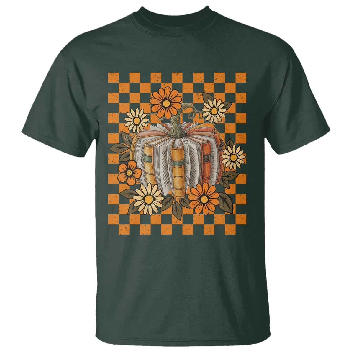 Book Pumpkin T Shirt Fall Halloween Book Lover Bookish Gift TS10 Dark Forest Green Print Your Wear