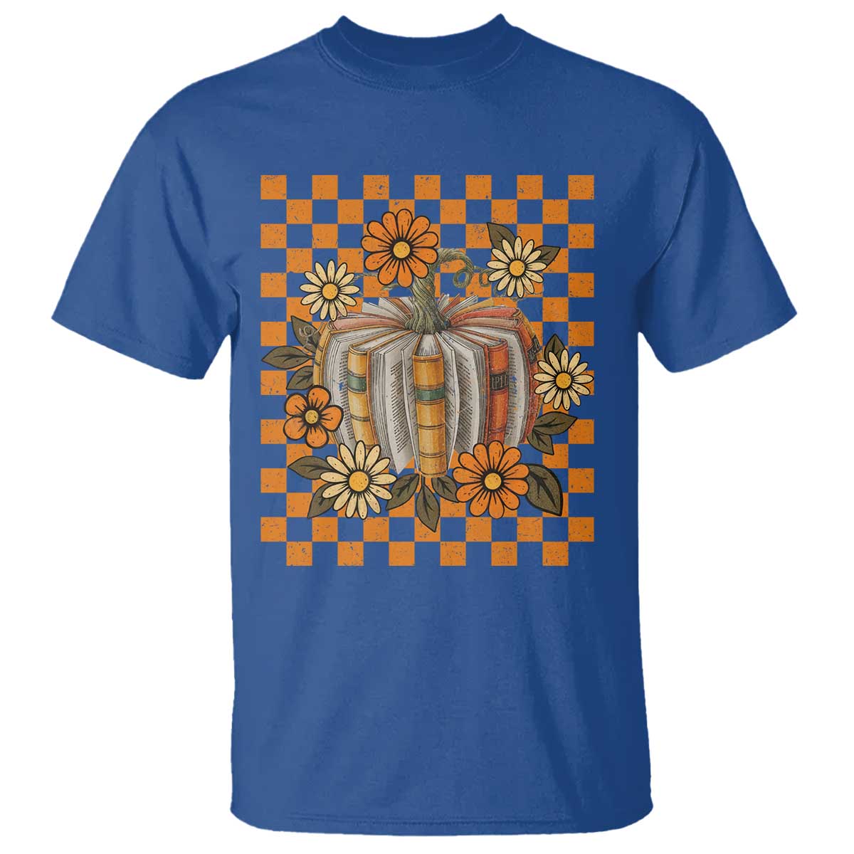 Book Pumpkin T Shirt Fall Halloween Book Lover Bookish Gift TS10 Royal Blue Print Your Wear