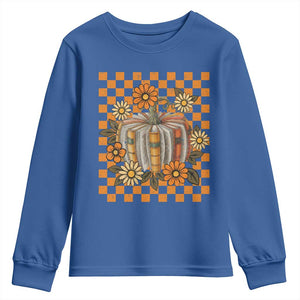 Book Pumpkin Youth Sweatshirt Fall Halloween Book Lover Bookish Gift TS10 Royal Blue Print Your Wear