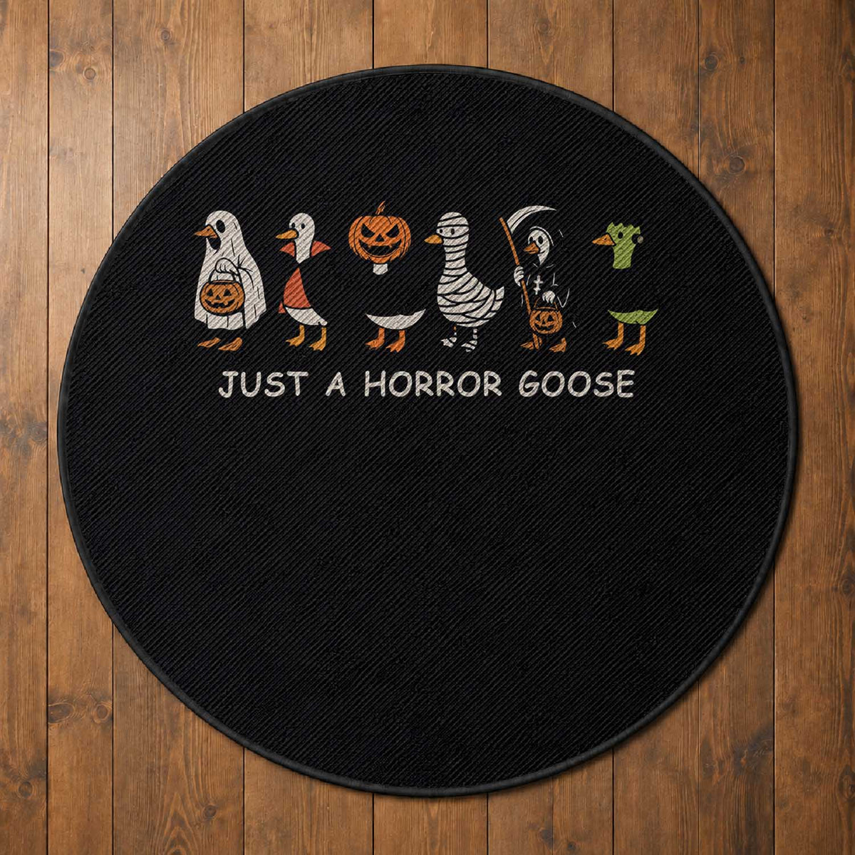 Halloween Funny Goose Round Rug Spooky Season 90s Horror Movie