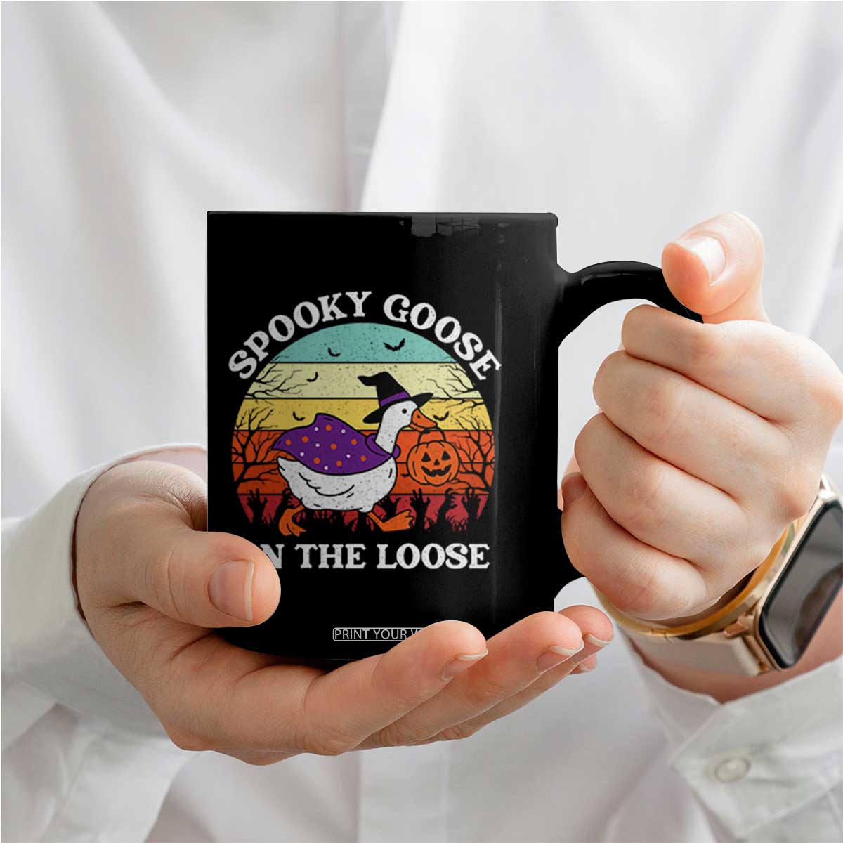 Witchy Silly Goose Coffee Mug Retro Girly Halloween Spooky Goose Lover TS10 Print Your Wear