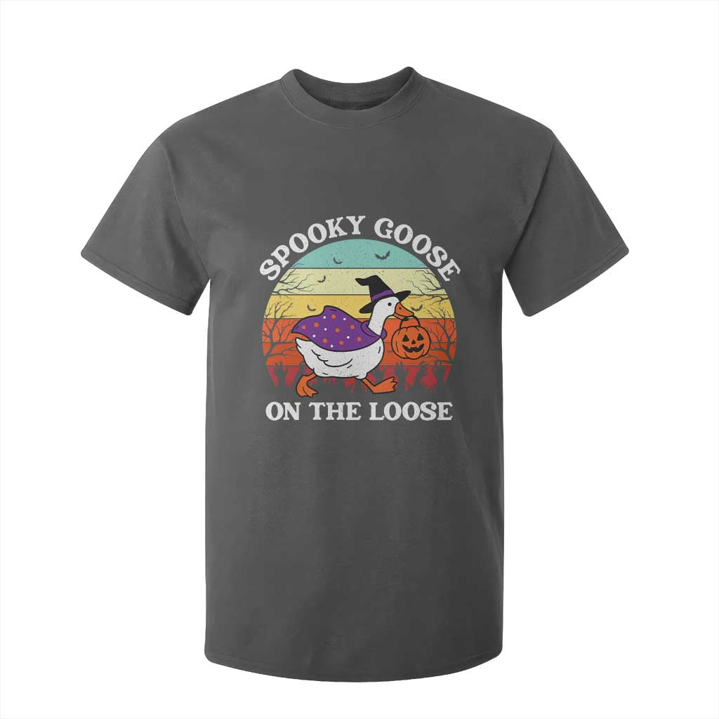 Witchy Silly Goose T Shirt For Kid Retro Girly Halloween Spooky Goose Lover TS10 Dark Heather Print Your Wear