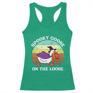 Witchy Silly Goose Racerback Tank Top Retro Girly Halloween Spooky Goose Lover TS10 Irish Green Print Your Wear