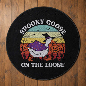 Witchy Silly Goose Round Rug Retro Girly Halloween Spooky Goose Lover