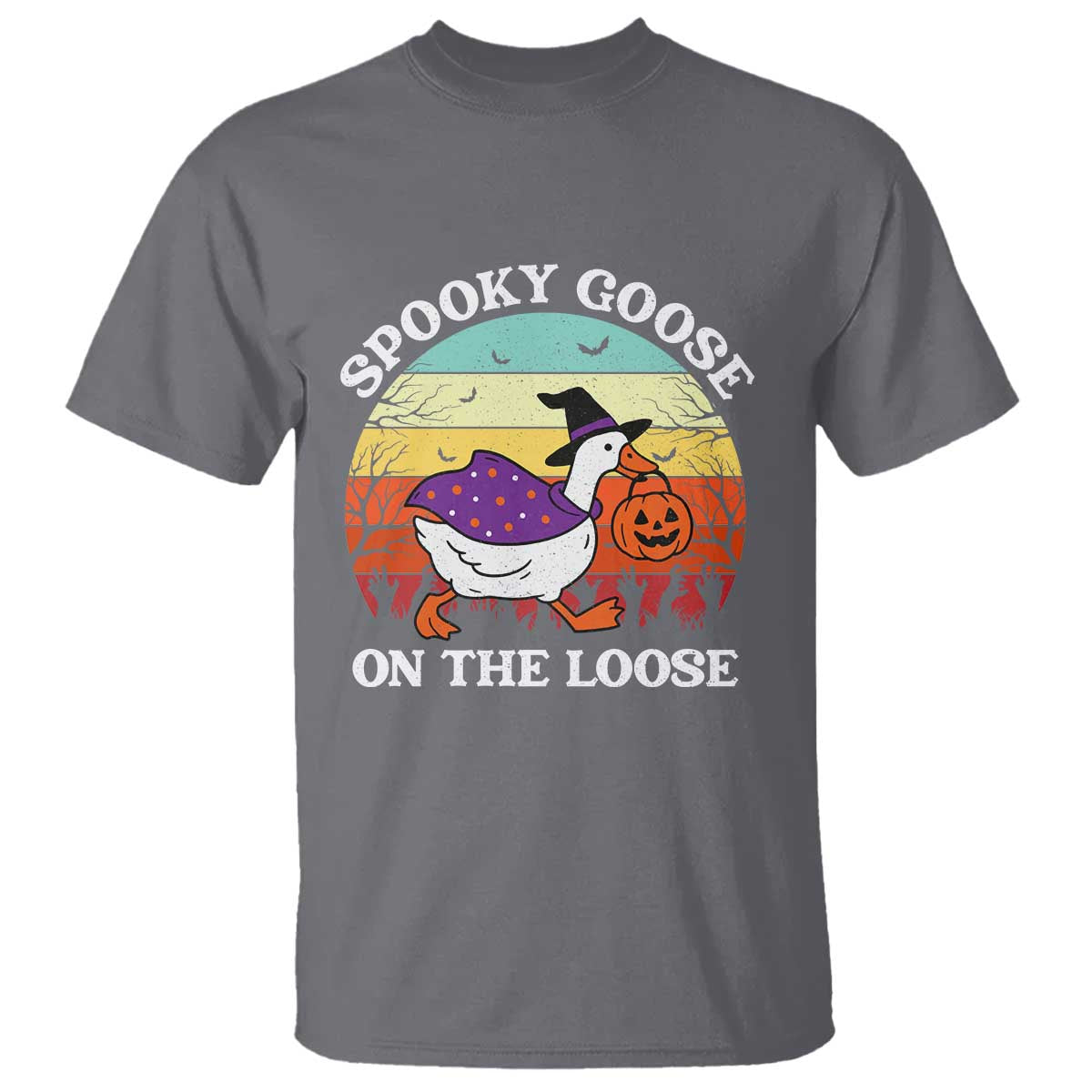 Witchy Silly Goose T Shirt Retro Girly Halloween Spooky Goose Lover TS10 Charcoal Print Your Wear