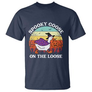 Witchy Silly Goose T Shirt Retro Girly Halloween Spooky Goose Lover TS10 Navy Print Your Wear