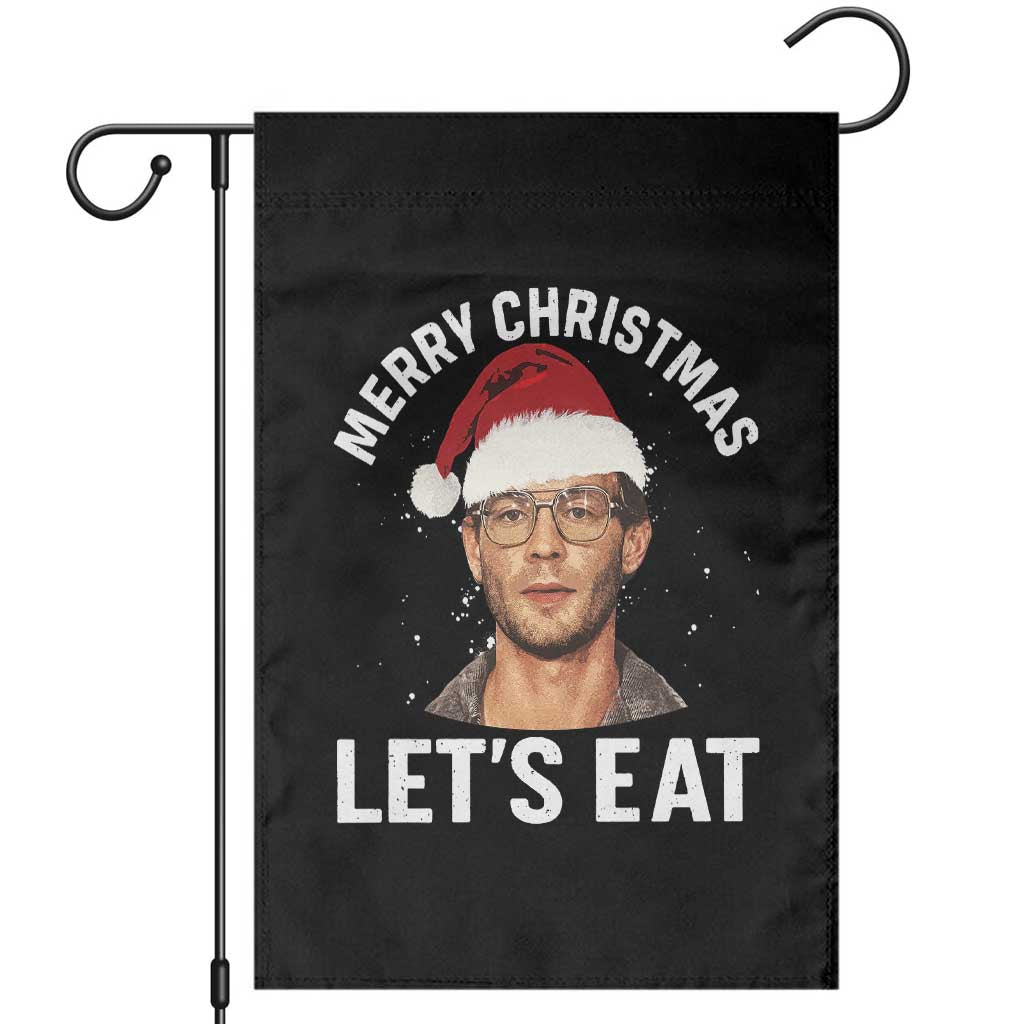 True Crime Ugly Christmas Garden Flag Funny Jeffrey Dahmer Merry Xmas Lets Eat TS10 Black Print Your Wear
