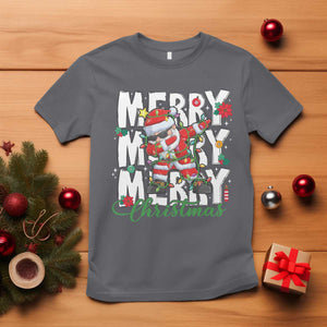 Merry Christmas Santa T Shirt Dabbing Santa Xmas Lights TS10 Charcoal Print Your Wear