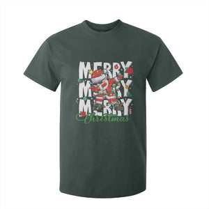Merry Christmas Santa T Shirt For Kid Dabbing Santa Xmas Lights TS10 Dark Forest Green Print Your Wear