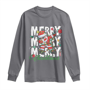 Merry Christmas Santa Long Sleeve Shirt Dabbing Santa Xmas Lights TS10 Charcoal Print Your Wear