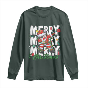 Merry Christmas Santa Long Sleeve Shirt Dabbing Santa Xmas Lights TS10 Dark Forest Green Print Your Wear