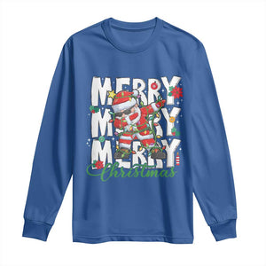 Merry Christmas Santa Long Sleeve Shirt Dabbing Santa Xmas Lights TS10 Royal Blue Print Your Wear