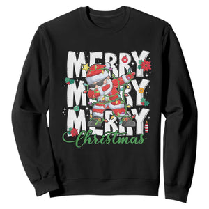 Merry Christmas Santa Sweatshirt Dabbing Santa Xmas Lights TS10 Black Print Your Wear