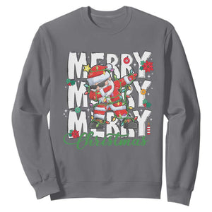 Merry Christmas Santa Sweatshirt Dabbing Santa Xmas Lights TS10 Charcoal Print Your Wear