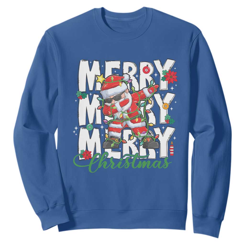 Merry Christmas Santa Sweatshirt Dabbing Santa Xmas Lights TS10 Royal Blue Print Your Wear