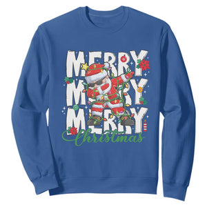 Merry Christmas Santa Sweatshirt Dabbing Santa Xmas Lights TS10 Royal Blue Print Your Wear
