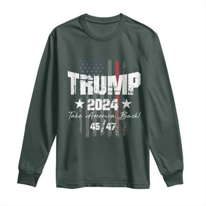 Trump 2024 Long Sleeve Shirt American Flag Vote President Republican Gifts TS10 Dark Forest Green Print Your Wear