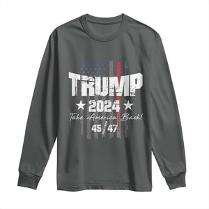 Trump 2024 Long Sleeve Shirt American Flag Vote President Republican Gifts TS10 Dark Heather Print Your Wear