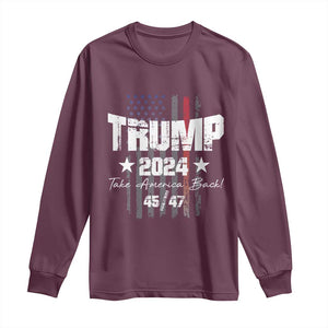 Trump 2024 Long Sleeve Shirt American Flag Vote President Republican Gifts TS10 Maroon Print Your Wear