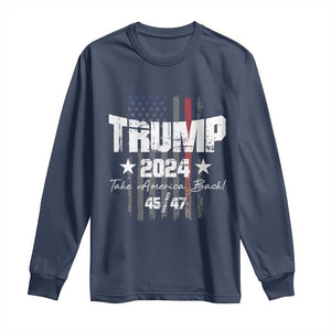 Trump 2024 Long Sleeve Shirt American Flag Vote President Republican Gifts TS10 Navy Print Your Wear