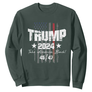 Trump 2024 Sweatshirt American Flag Vote President Republican Gifts TS10 Dark Forest Green Print Your Wear