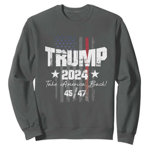 Trump 2024 Sweatshirt American Flag Vote President Republican Gifts TS10 Dark Heather Print Your Wear