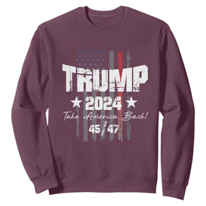 Trump 2024 Sweatshirt American Flag Vote President Republican Gifts TS10 Maroon Print Your Wear