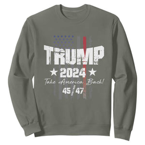 Trump 2024 Sweatshirt American Flag Vote President Republican Gifts TS10 Military Green Print Your Wear