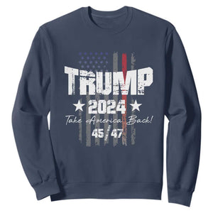 Trump 2024 Sweatshirt American Flag Vote President Republican Gifts TS10 Navy Print Your Wear