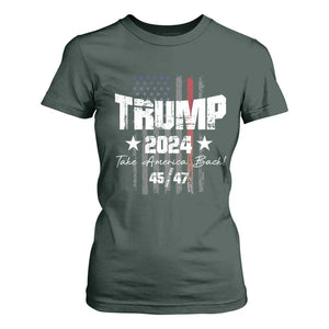 Trump 2024 T Shirt For Women American Flag Vote President Republican Gifts TS10 Dark Forest Green Print Your Wear