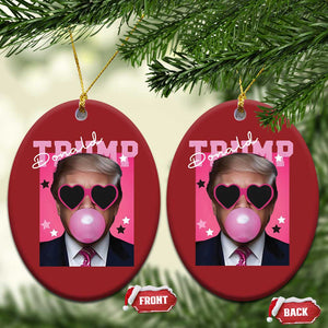 Funny Trump 2024 Christmas Ornament Pink Bubble Gum TS10 Oval Red Print Your Wear