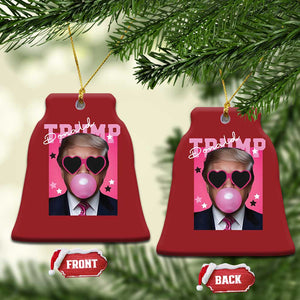 Funny Trump 2024 Christmas Ornament Pink Bubble Gum TS10 Bell Flake Red Print Your Wear