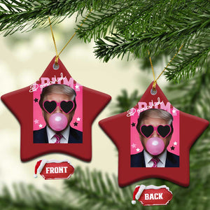 Funny Trump 2024 Christmas Ornament Pink Bubble Gum TS10 Star Red Print Your Wear