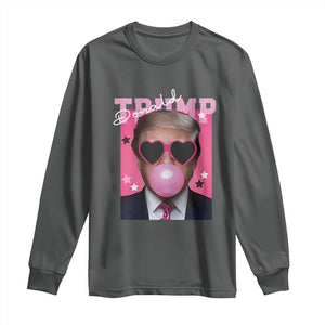 Funny Trump 2024 Long Sleeve Shirt Pink Bubble Gum TS10 Dark Heather Print Your Wear