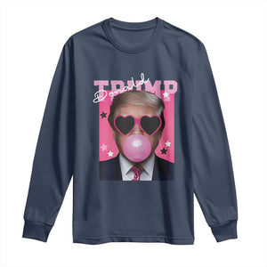 Funny Trump 2024 Long Sleeve Shirt Pink Bubble Gum TS10 Navy Print Your Wear