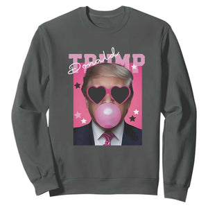 Funny Trump 2024 Sweatshirt Pink Bubble Gum TS10 Dark Heather Print Your Wear