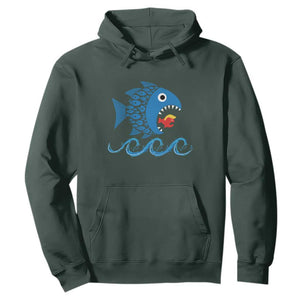 Blue Wave Kamala Fish Eat Fish Hoodie Funny Vote Blue Wave TS10 Dark Forest Green Print Your Wear