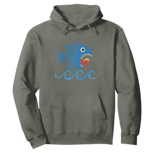 Blue Wave Kamala Fish Eat Fish Hoodie Funny Vote Blue Wave TS10 Military Green Print Your Wear