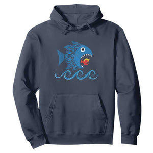 Blue Wave Kamala Fish Eat Fish Hoodie Funny Vote Blue Wave TS10 Navy Print Your Wear