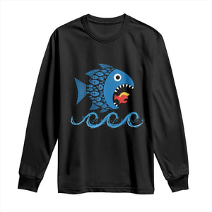 Blue Wave Kamala Fish Eat Fish Long Sleeve Shirt Funny Vote Blue Wave TS10 Black Print Your Wear