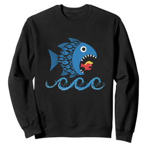 Blue Wave Kamala Fish Eat Fish Sweatshirt Funny Vote Blue Wave TS10 Black Print Your Wear