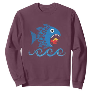 Blue Wave Kamala Fish Eat Fish Sweatshirt Funny Vote Blue Wave TS10 Maroon Print Your Wear