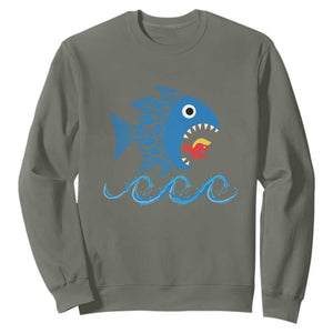 Blue Wave Kamala Fish Eat Fish Sweatshirt Funny Vote Blue Wave TS10 Military Green Print Your Wear