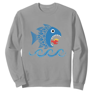 Blue Wave Kamala Fish Eat Fish Sweatshirt Funny Vote Blue Wave TS10 Sport Gray Print Your Wear