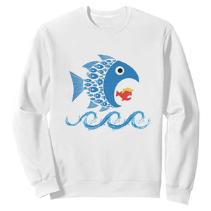 Blue Wave Kamala Fish Eat Fish Sweatshirt Funny Vote Blue Wave TS10 White Print Your Wear