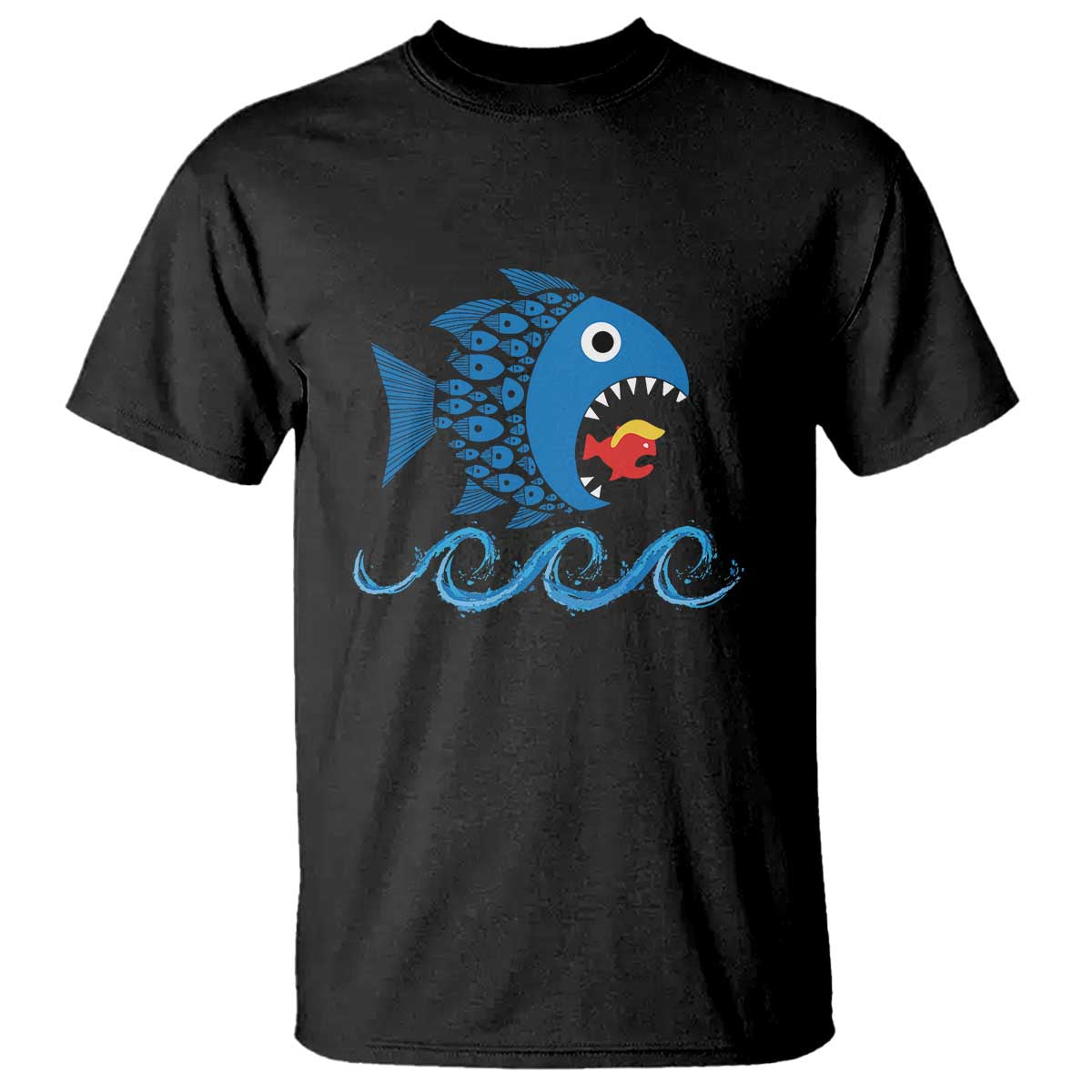 Blue Wave Kamala Fish Eat Fish T Shirt Funny Vote Blue Wave TS10 Black Print Your Wear