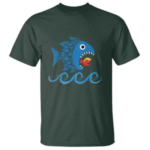 Blue Wave Kamala Fish Eat Fish T Shirt Funny Vote Blue Wave TS10 Dark Forest Green Print Your Wear