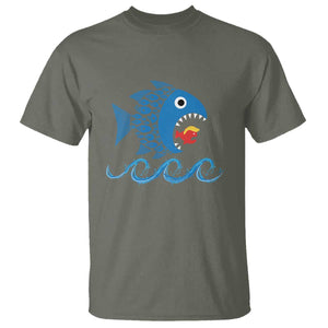 Blue Wave Kamala Fish Eat Fish T Shirt Funny Vote Blue Wave TS10 Military Green Print Your Wear